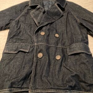 Free People Dark Indigo Denim Pea Coat